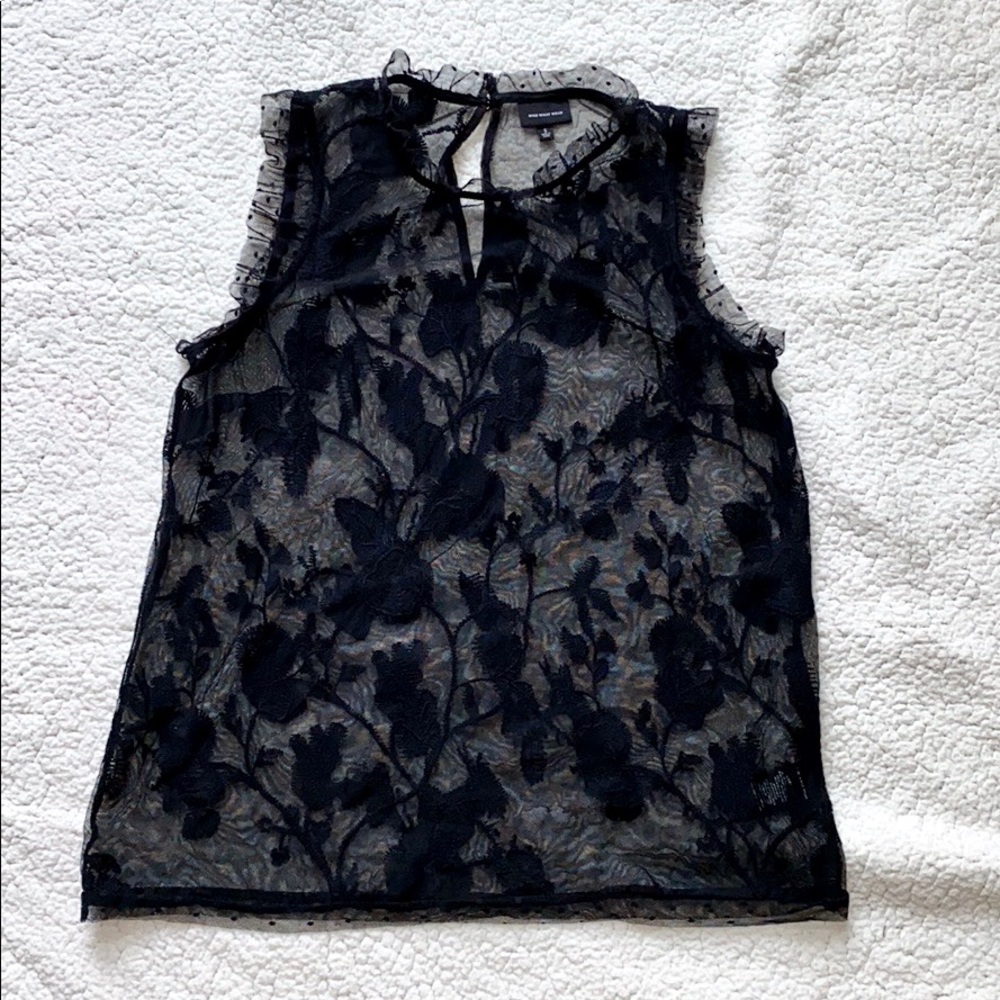Who What Wear Black Lace Sleveless Top